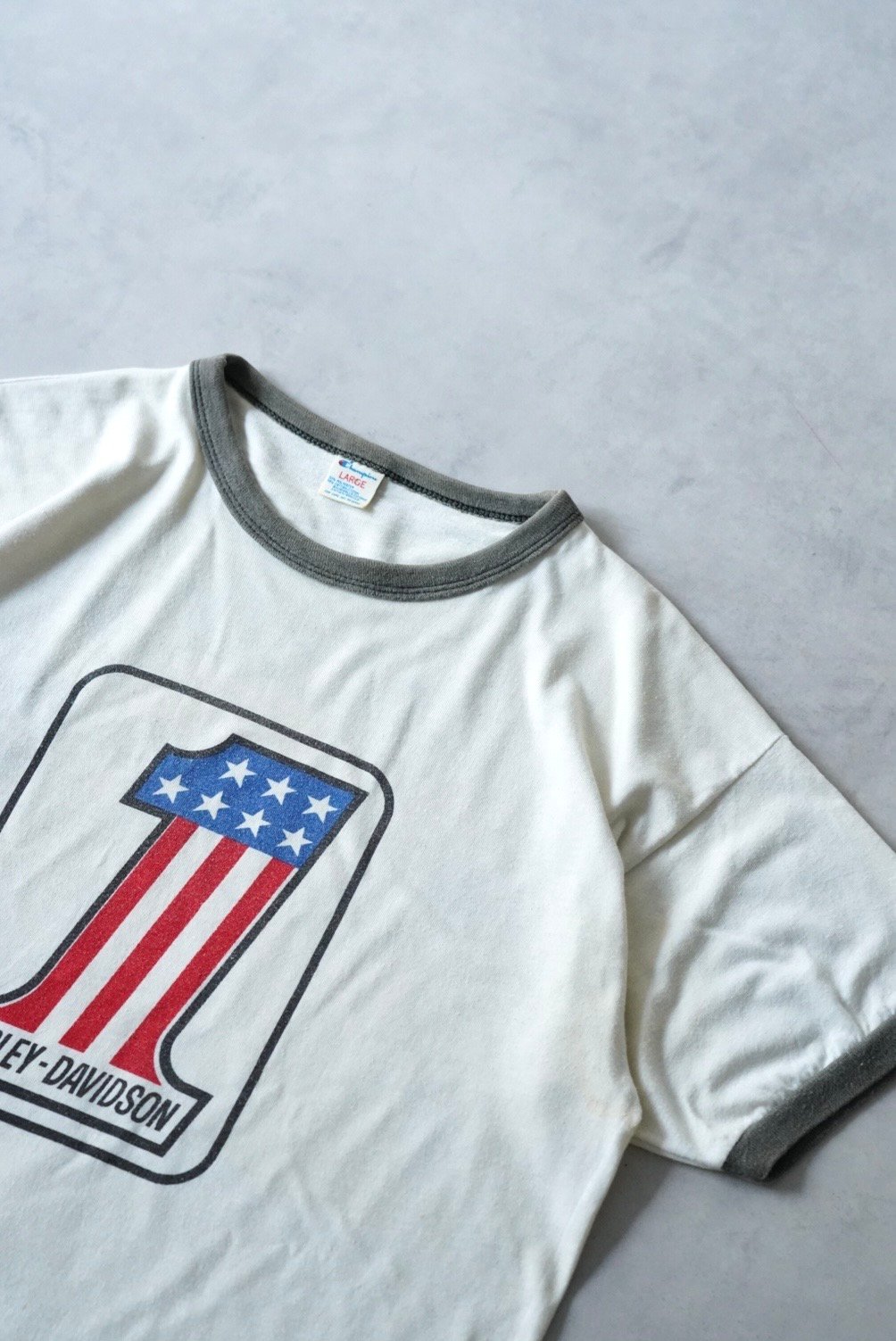 Harley Davidson No.1 Print Ringer T-Shirt (80s