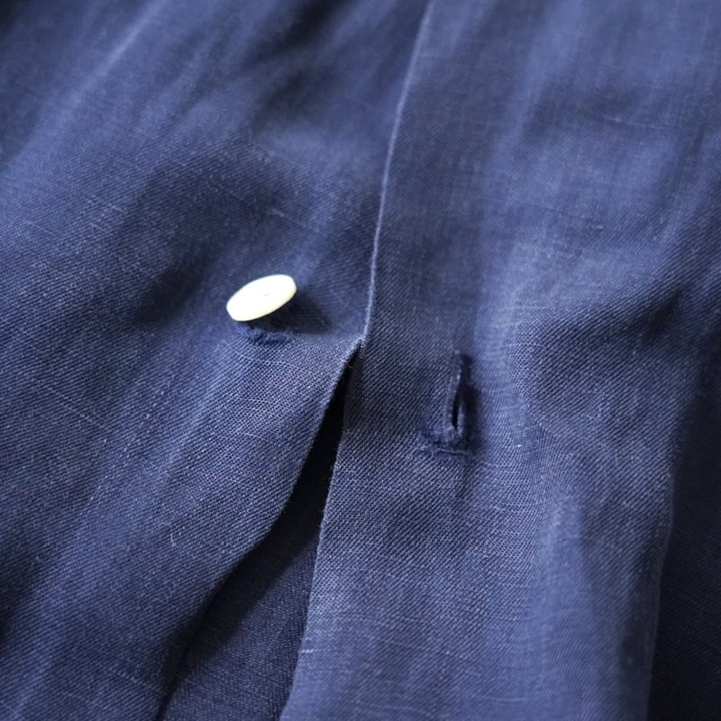 XL】Linen × Silk ラルフ オープンカラーシャツ サックスブルー