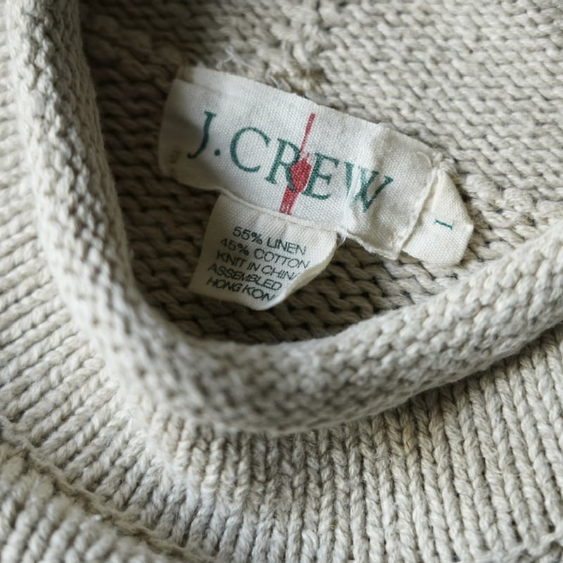 90s j.crew ロールネック コットンニット セーター　巨人タグ フェード J.CREW 巨人タグ 復刻 ロールネック セーター | Këvin Used