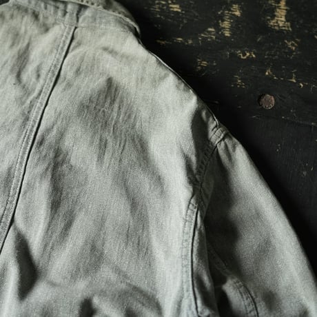 Vintage Black Chambray Tielocken Coat (about 40-50s France)