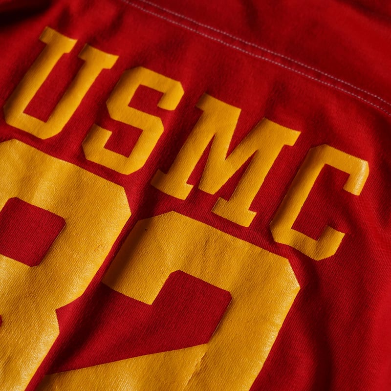 デッドストック 80s MCJROTC ビンテージフットボールTシャツ USMC 1970s ARTEX USMCフットボールTシャツ ナンバリング“69” 表記M