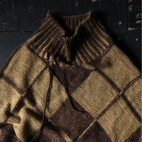 Cotton Knit Fringe Poncho (90s Free size)