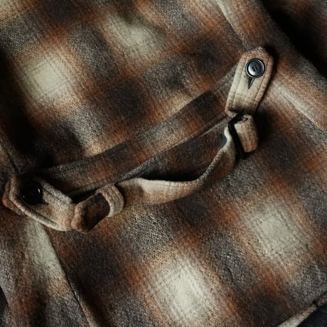 HERCULES Ombre Plaid Wool Pea Coat (50s M )