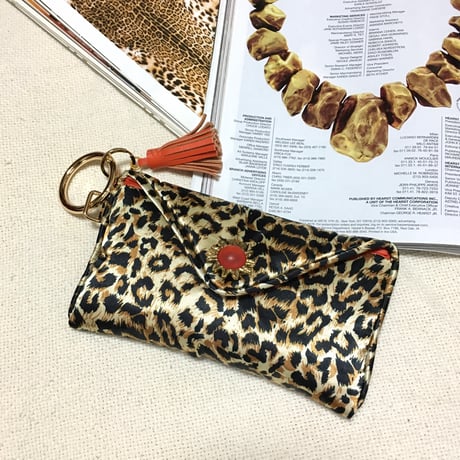 Leopard key ring pouch
