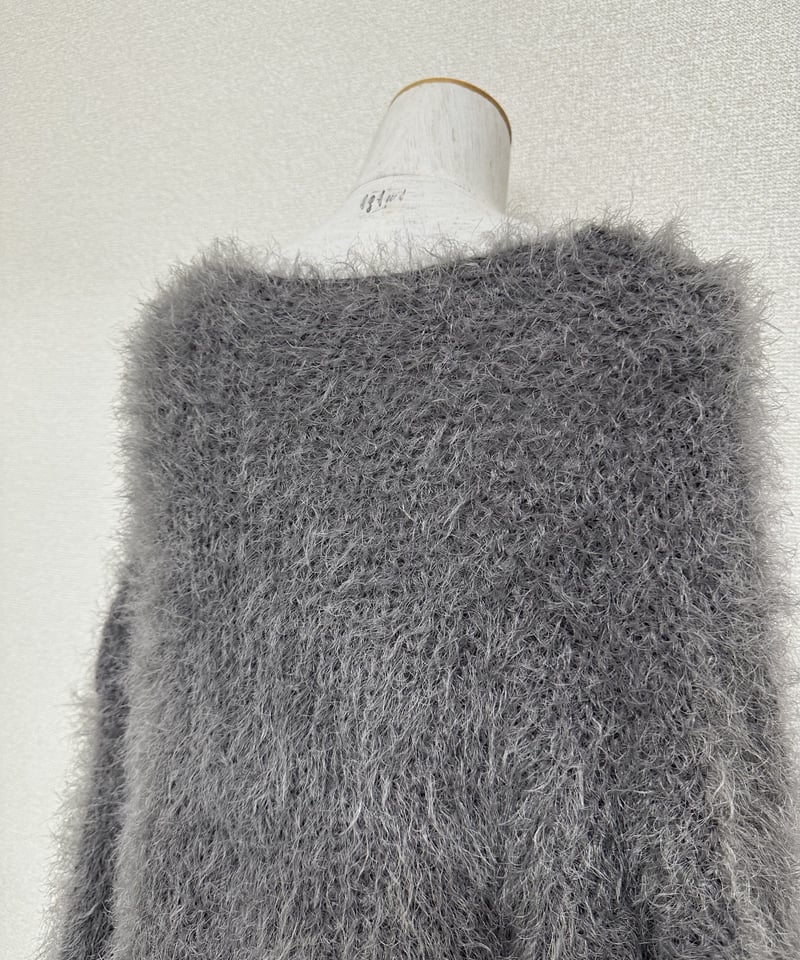Grey shaggy knit cardigan cheap