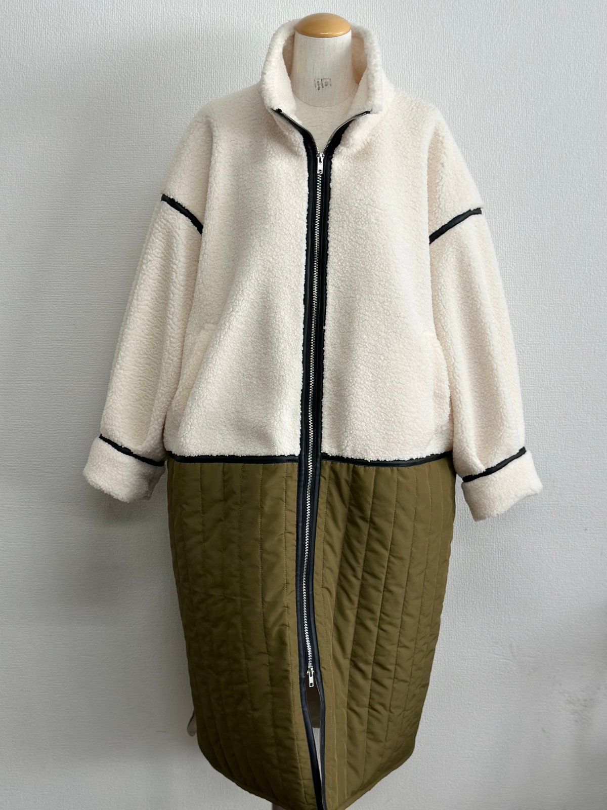 Corduroy piping quilting boa coat コーデュロイパイピングボアコート-