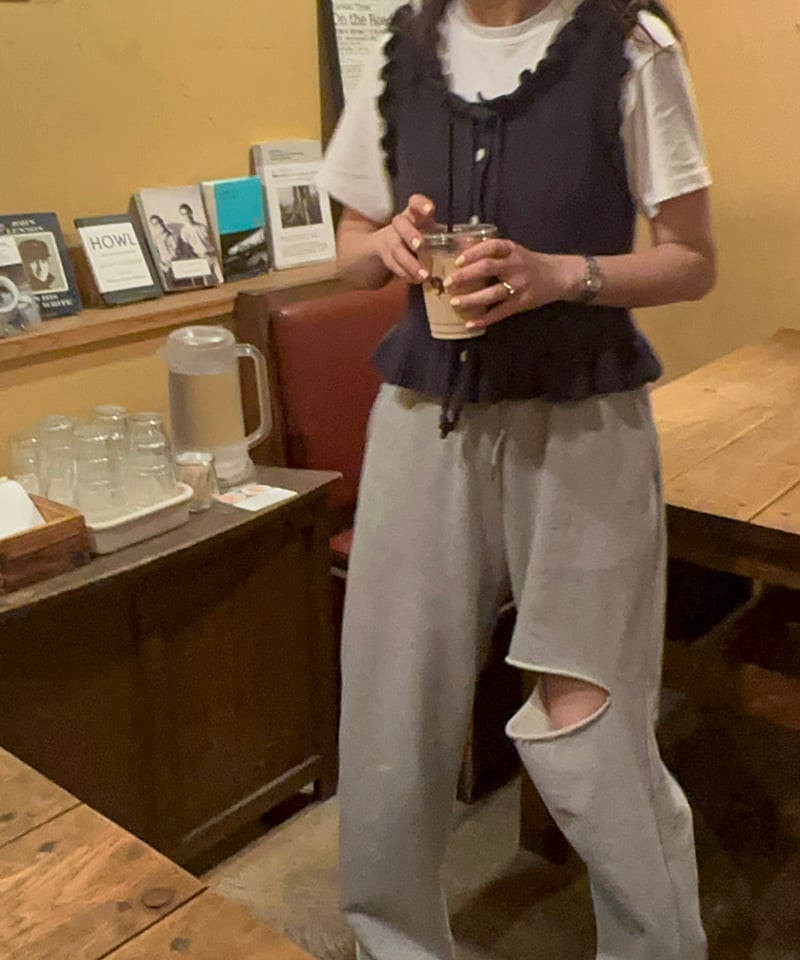 knees slit sweat pants〈422-000521〉 | agawd select 