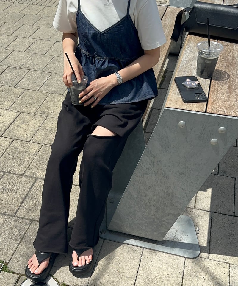 knees slit sweat pants〈422-000521〉 | agawd select 