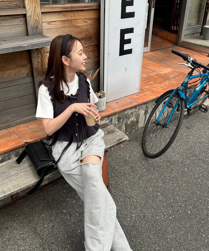 knees slit sweat pants〈422-000521〉 | agawd select 