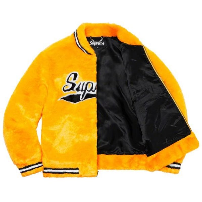 M supreme Faux Fur Varsity Jacket blackBlackSIZE