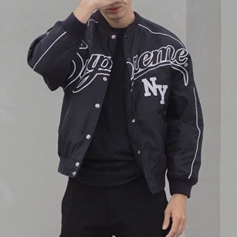 Contrast Script Varsity Jacket XL