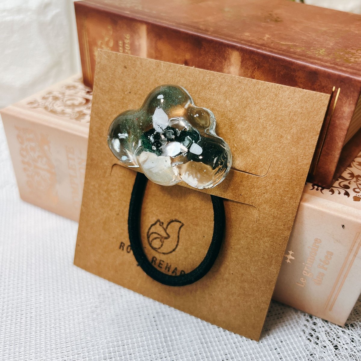 中】【足長め】たらりん ヘアゴム ネイビー ブルー系 大人カラー  