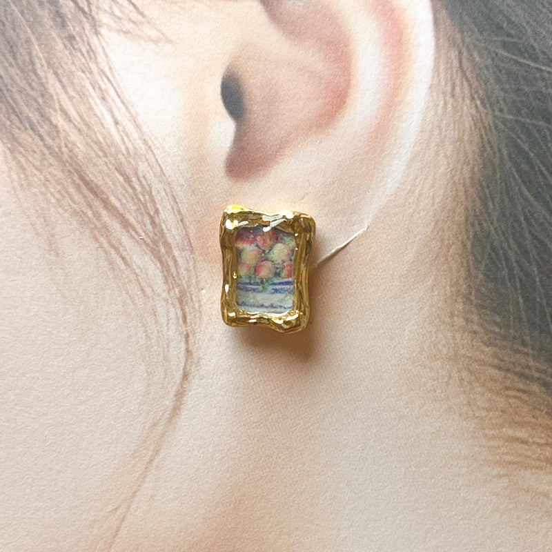 絵画イヤーアクセサリー（桃とブドウのある静物） | ROM・RENARD