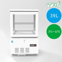 【新品・未使用】(片面扉)業務用　4面ガラス　冷蔵ショーケース　39Ｌ　冷蔵庫　網棚1枚付　ＬＥＤ照明