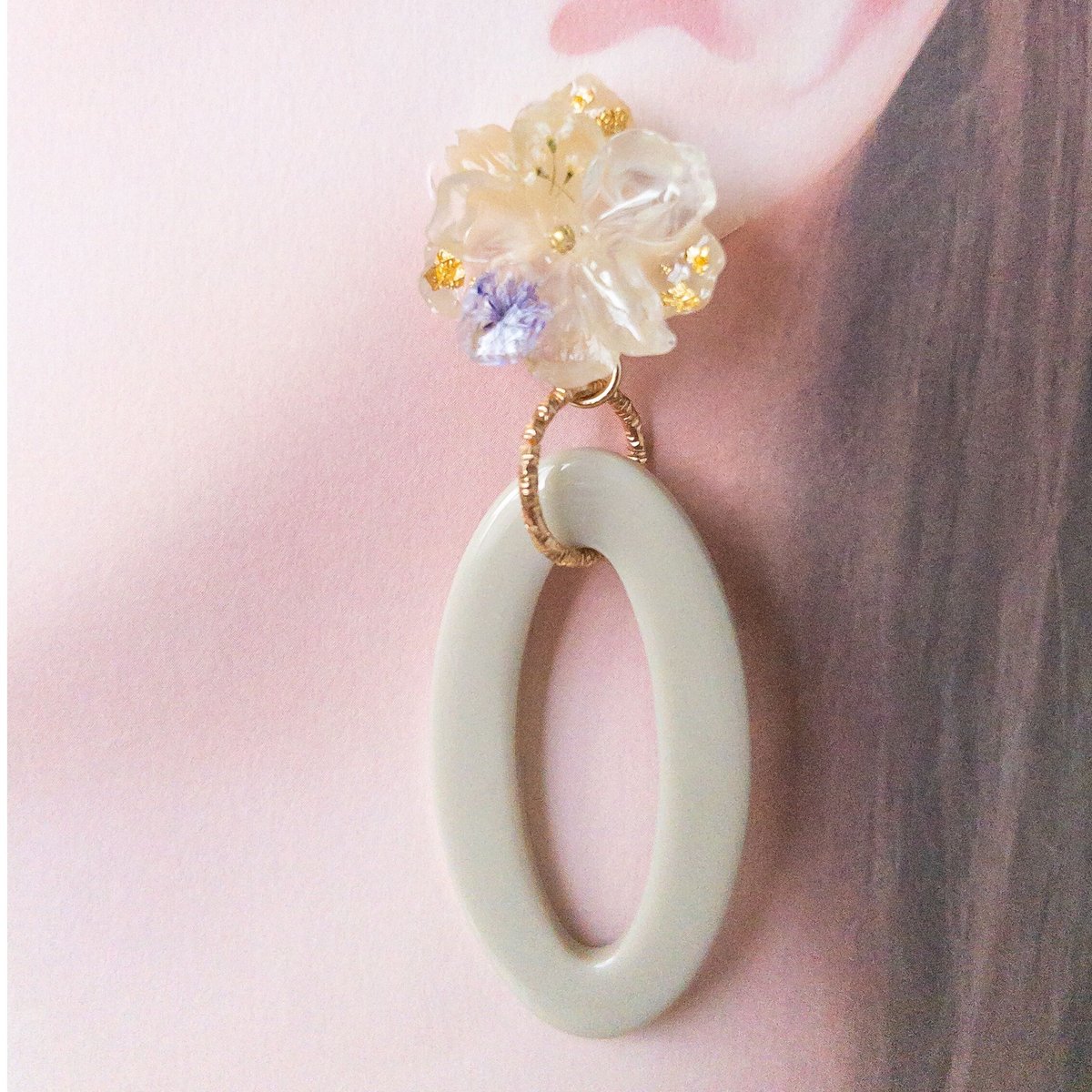 大ぶりフラワーピアスorイヤリング | handmade shop Ray