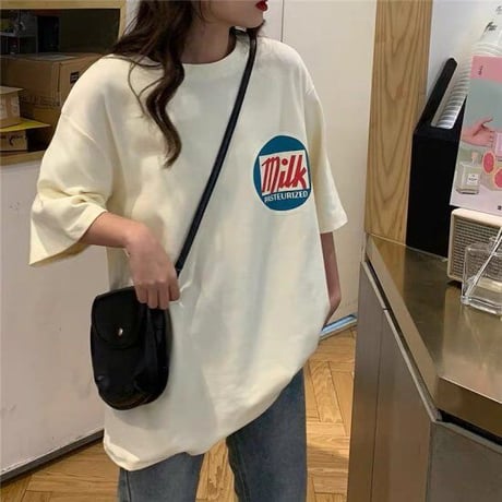 アメカジ ロゴ 半袖 Tシャツ 韓国ファッション レディース 白