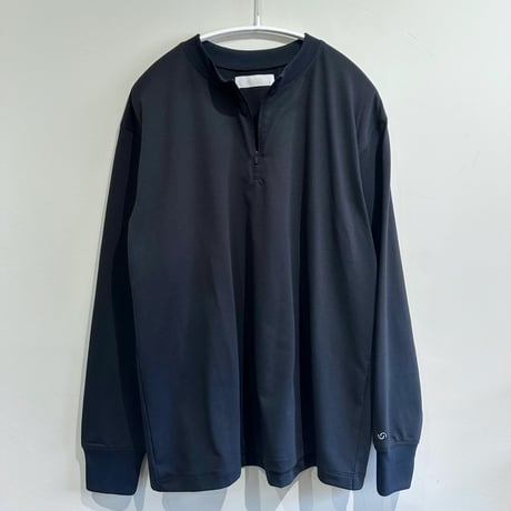 serve logo mark emb. polyester half zip long shirt / black