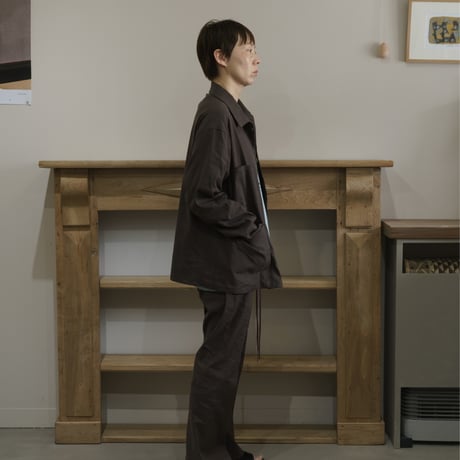4 pocket linen shirt jacket / charcoal
