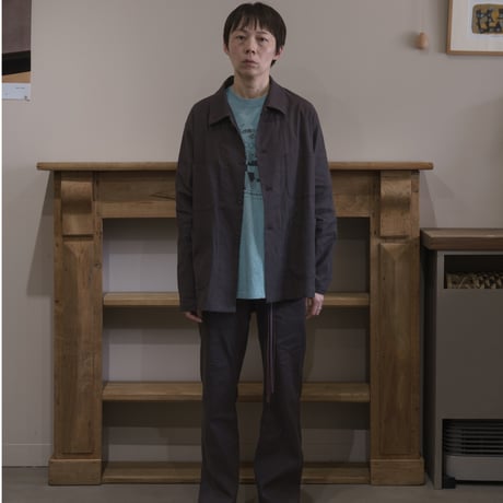 4 pocket linen shirt jacket / charcoal