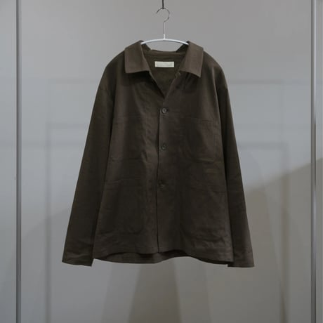 4 pocket linen shirt jacket / charcoal