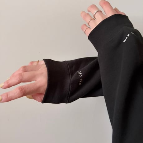 "wax on, wax off" emb. crew neck sweat