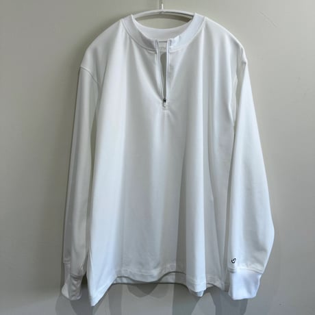 serve logo mark emb. polyester half zip long shirt / white