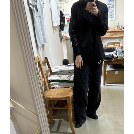 serve logo mark emb. polyester half zip long shirt / black