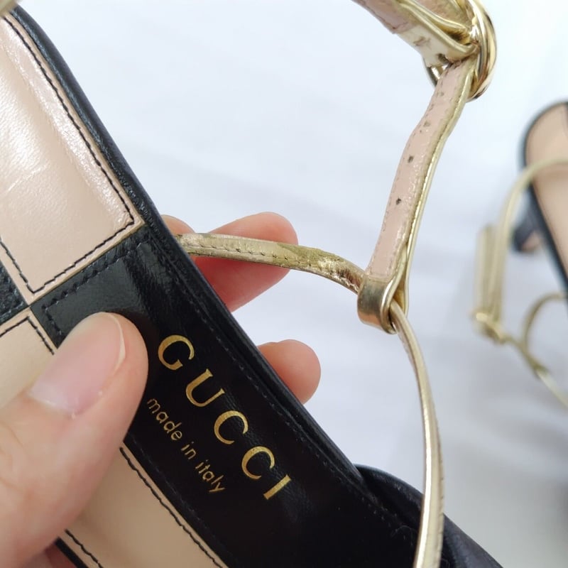 良品❤箱付き☆GUCCI【グッチ】バイカラー リボン サンダル 黒 良品❤箱付き☆GUCCI【グッチ】バイカラー リボン サンダル 黒