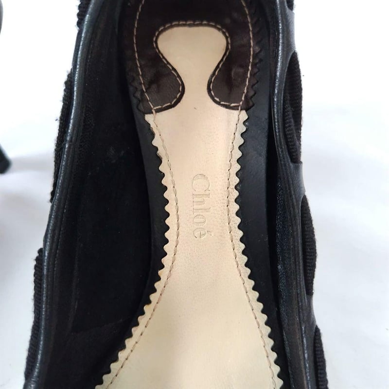 Chloe【クロエ】リボン オープントゥ パンプス 黒 | re2rinrin's STORE