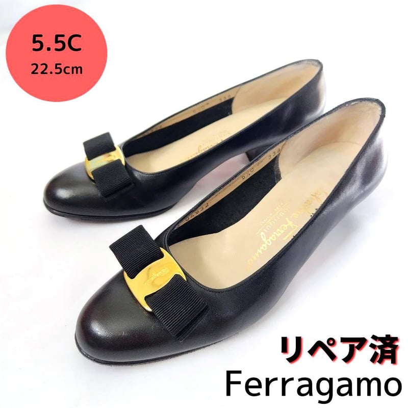 良品❤サルヴァトーレ・フェラガモ【Ferragamo】ヴァラ パンプス 黒 ...