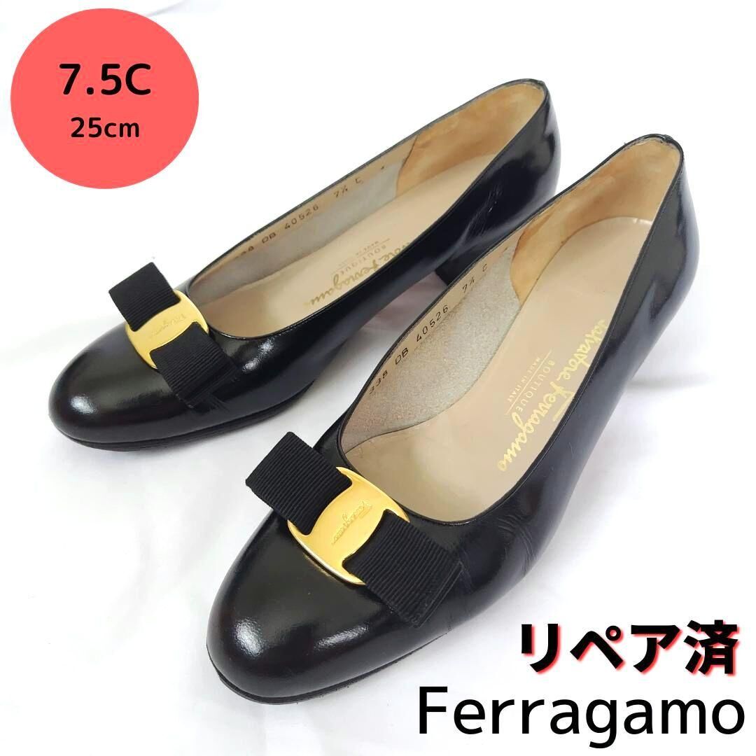 Ferragamo 黒 パンプス 7.5サイズ - ハイヒール