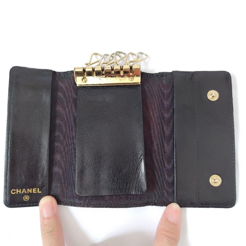 良品❤CHANEL【シャネル】キャビアスキン ココマーク 6連キーケース 黒 