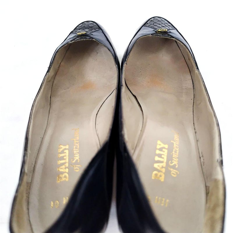 Bally【バリー】ロゴ パイソン パンプス ネイビー | re2rinrin's STORE