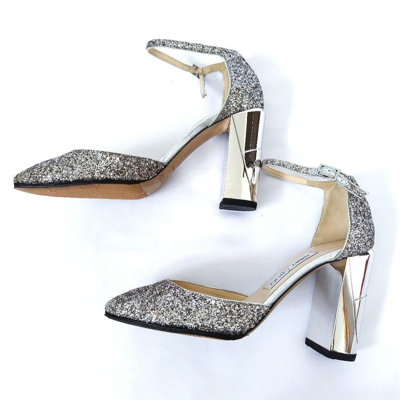 JIMMY CHOO【ジミーチュウ】キラキラ☆グリッター ストラップ パンプス