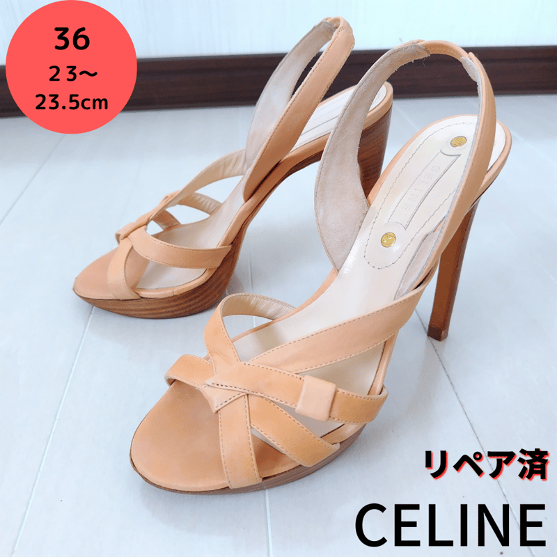 CELINE【セリーヌ】プラットフォーム サンダル ヌード 23-23.5