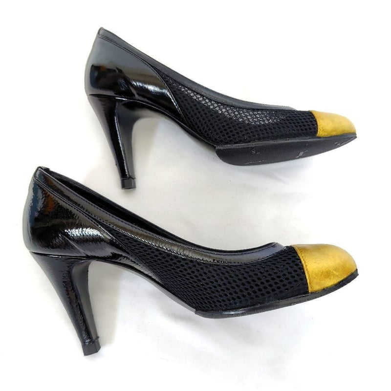 良品CHANEL【シャネル】ココマークバイカラー メッシュ パンプス  