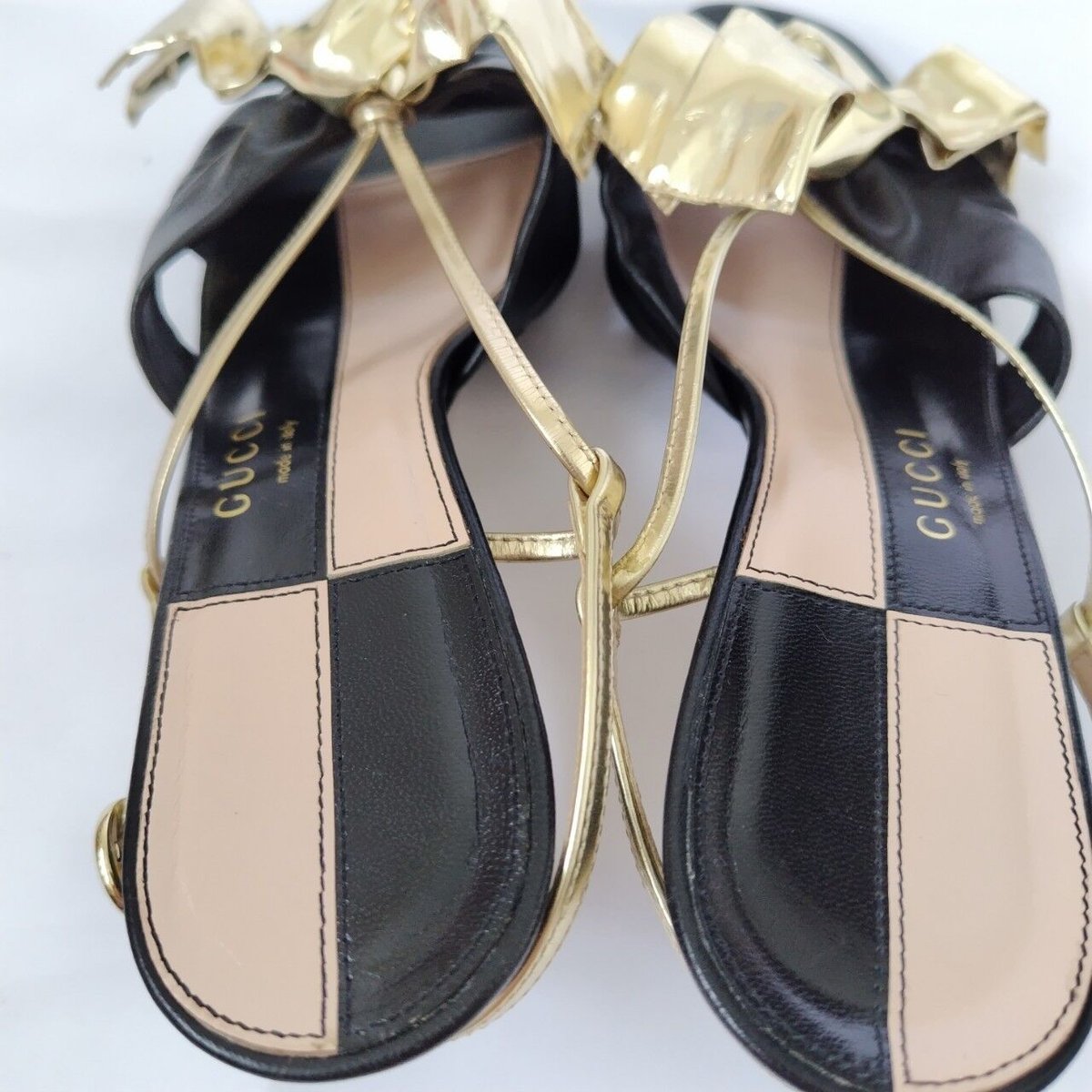 良品❤箱付き☆GUCCI【グッチ】バイカラー リボン サンダル 黒 良品❤箱付き☆GUCCI【グッチ】バイカラー リボン サンダル 黒