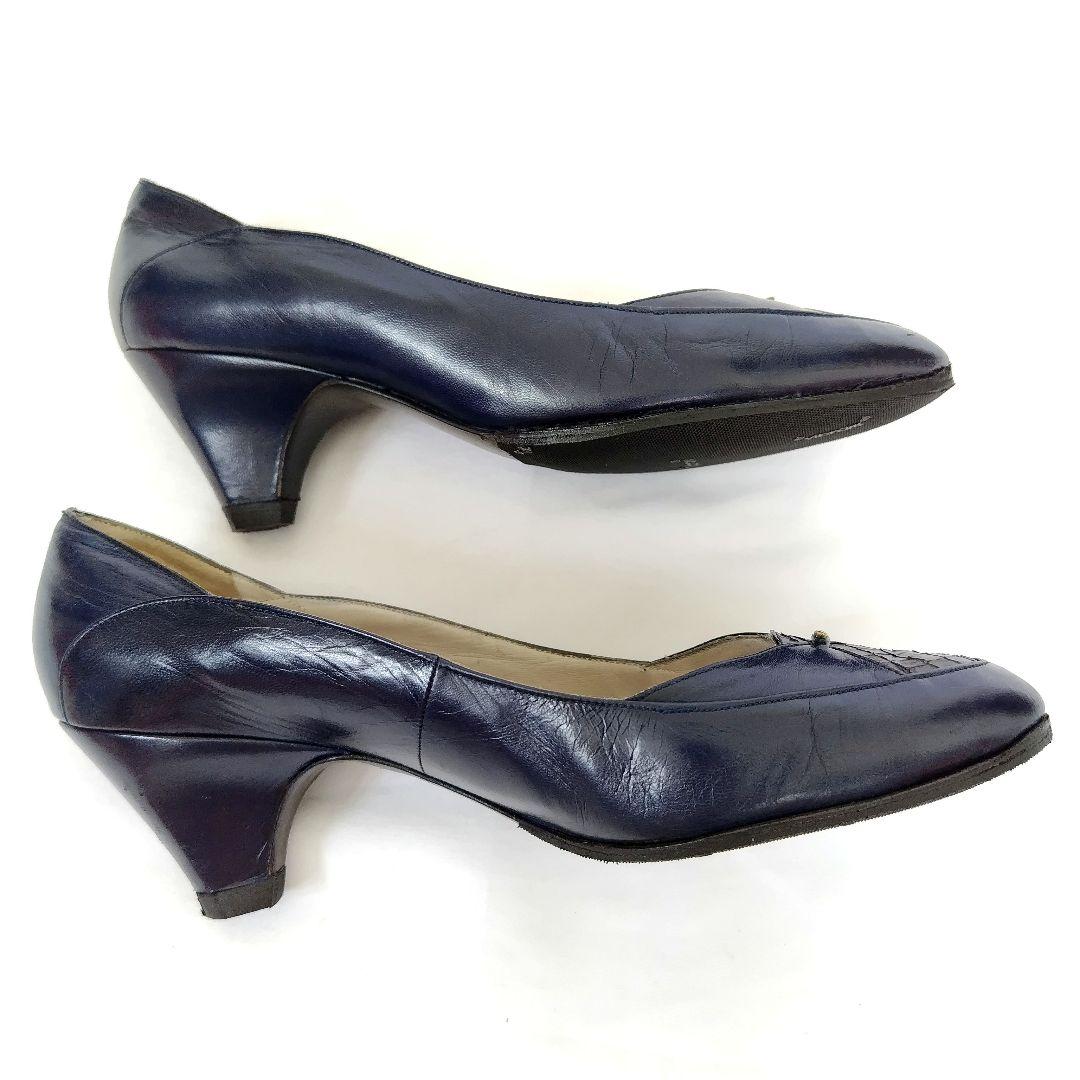 Bally【バリー】ロゴ パイソン パンプス ネイビー | re2rinrin's STORE