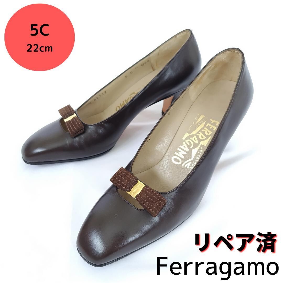 美品❤サルヴァトーレ・フェラガモ【Ferragamo】ヴァラリボン パンプス ...