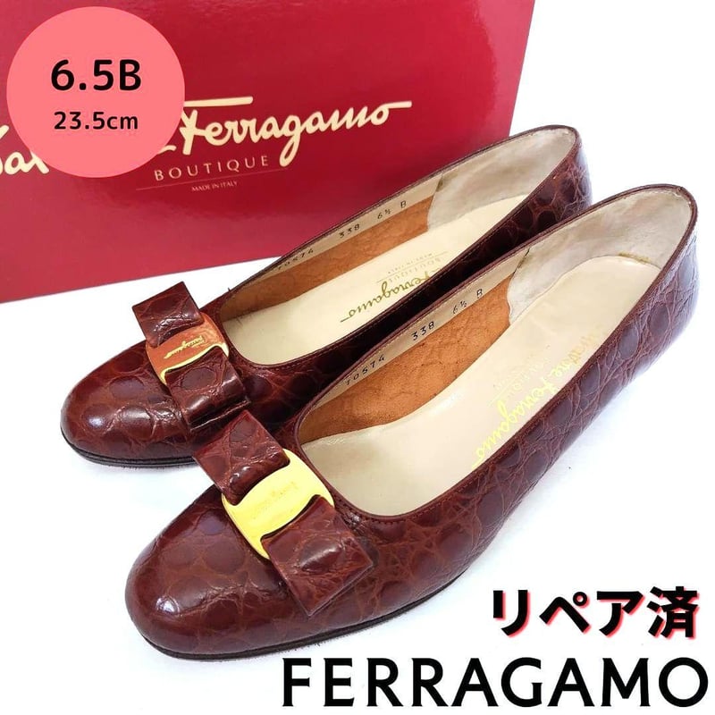 美品❤箱付き☆フェラガモ【Ferragamo】ヴァラ クロコ型押し 美品❤箱付き☆フェラガモ【Ferragamo】ヴァラ クロコ型押し