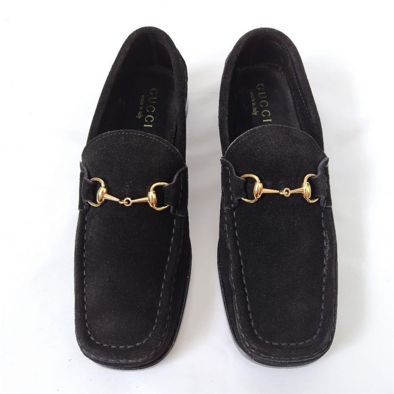 未使用品】箱付き☆GUCCI【グッチ】ビットローファー スエード 黒 