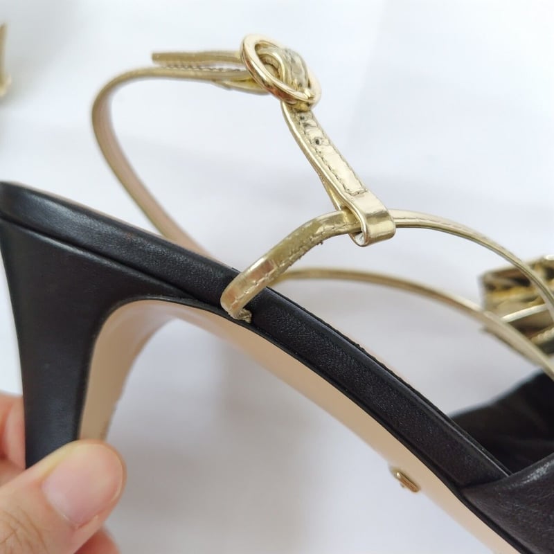 良品❤箱付き☆GUCCI【グッチ】バイカラー リボン サンダル 黒 良品❤箱付き☆GUCCI【グッチ】バイカラー リボン サンダル 黒