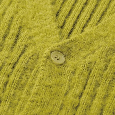 HELLRAZOR MOHAIR RIBKNIT CARDIGAN - MOS GREEN