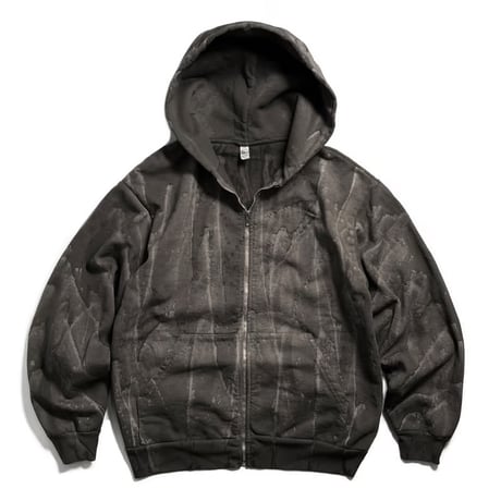 Los Angeles Apparel HF10DD 14oz Heavy Fleece Zip Up Hoodie Drip Dye - Black