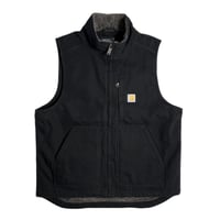 Carhartt USA Loose Fit Washed Duck Sherpa-Lined Mock-Neck Vest Black