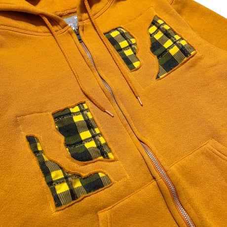 Rawdrip Osaka Lining Patchwork Zip Hoodie Orange