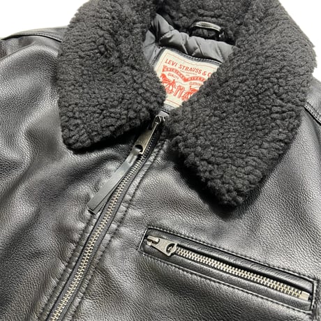 Levi's USA Leather Bomber Jacket Black