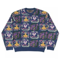 Passport Faces Knit Sweater Harbour Blue