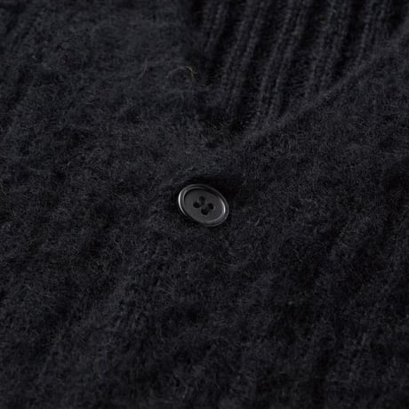 HELLRAZOR MOHAIR RIBKNIT CARDIGAN - BLACK