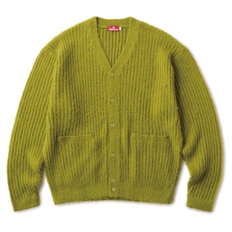 HELLRAZOR MOHAIR RIBKNIT CARDIGAN - MOS GREEN